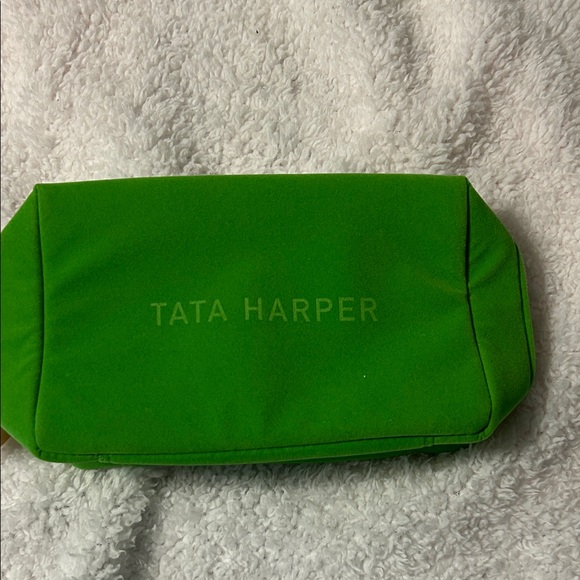 Tata Harper Bright Green Pouch Velvet covered. NWOT nice makeup bag. Pretty - Picture 1 of 10